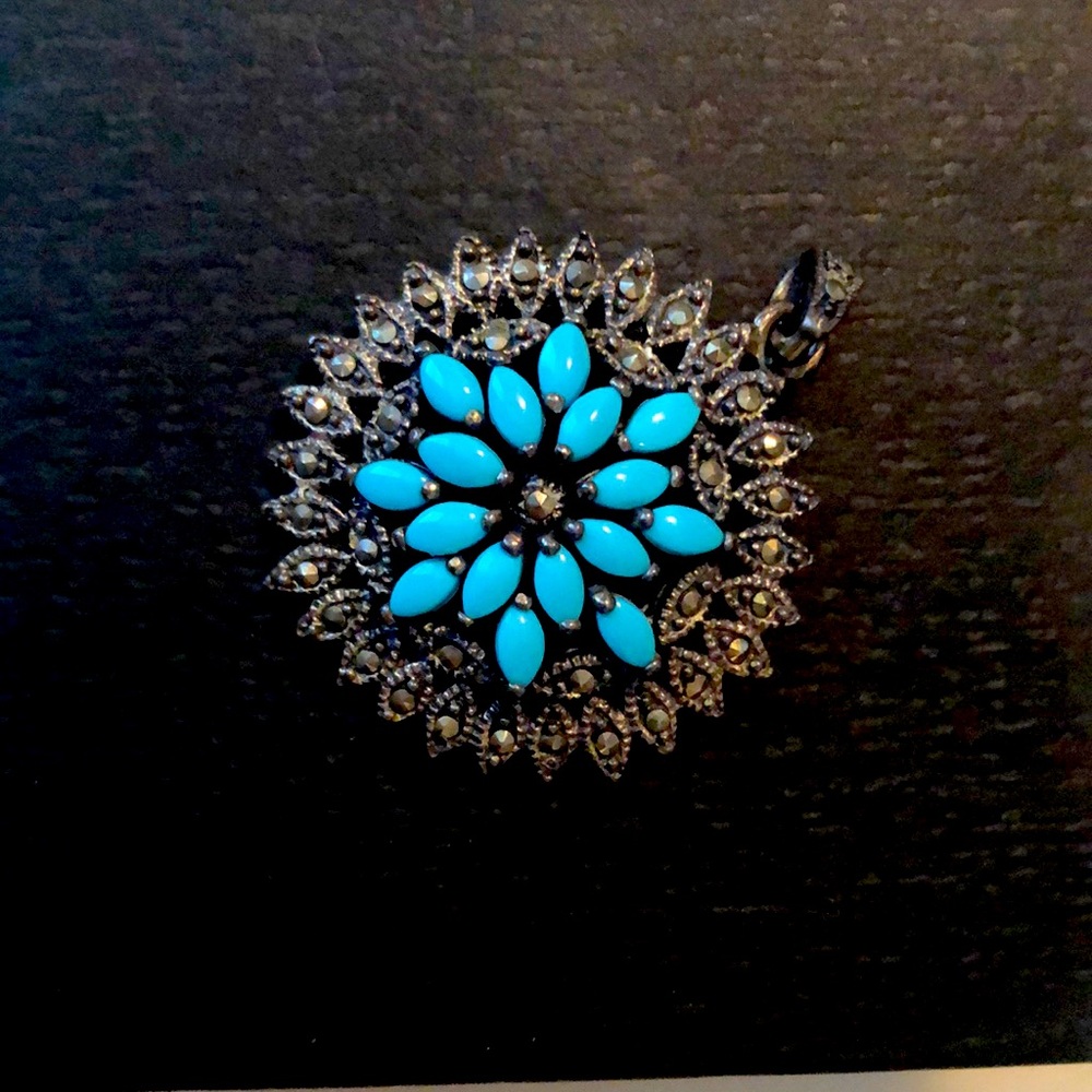 Silver and turquoise pendant